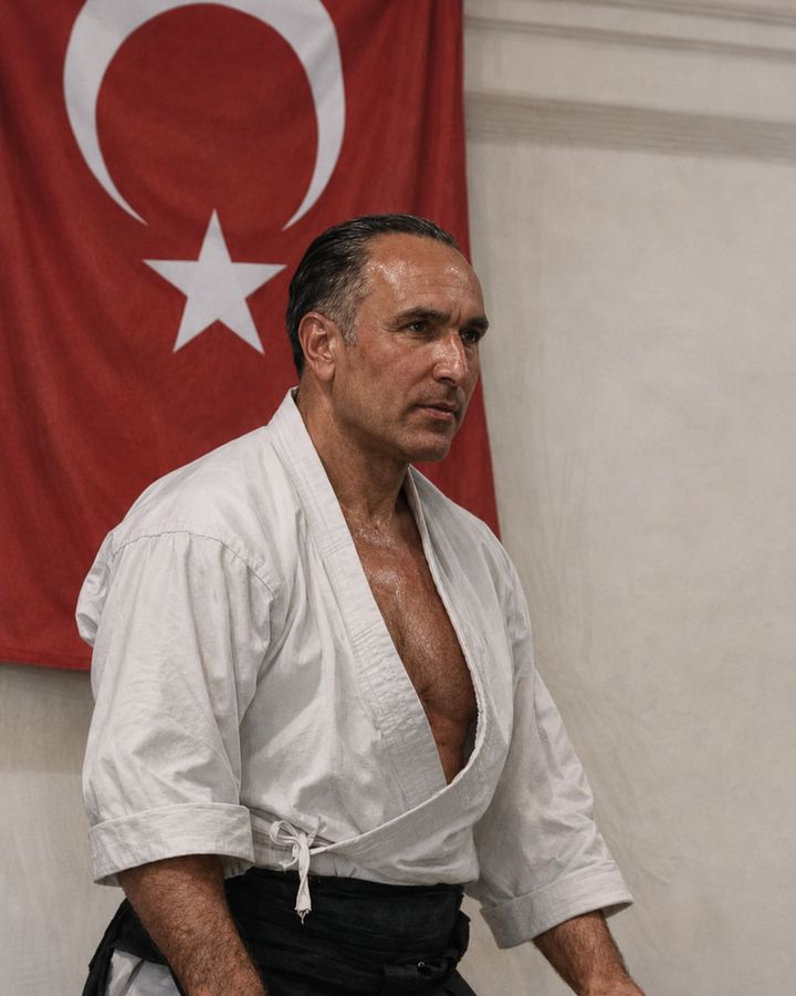 Ayhan Kaya Sensei, aikidogi ve hakama ile dojoda